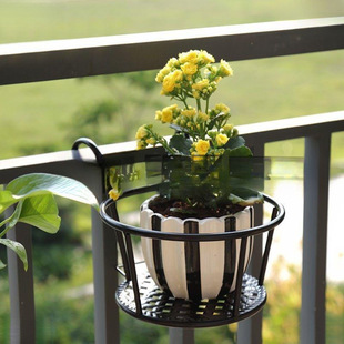 Wall-Mounted Simple Flower Pot Rack Anti-Theft Railing Hook Household Balcony Flower Rack Iron Hanging Flower Rack Balcony External Wholesale