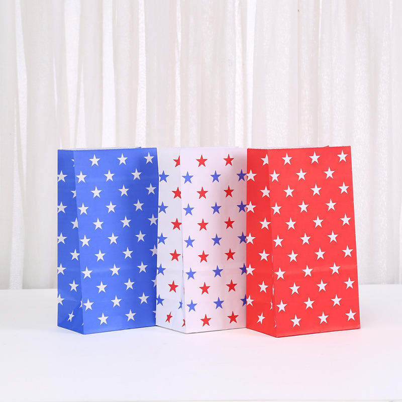 亚马逊独立日星星食品袋创意简约包装纸袋平口袋儿童糖果包装袋