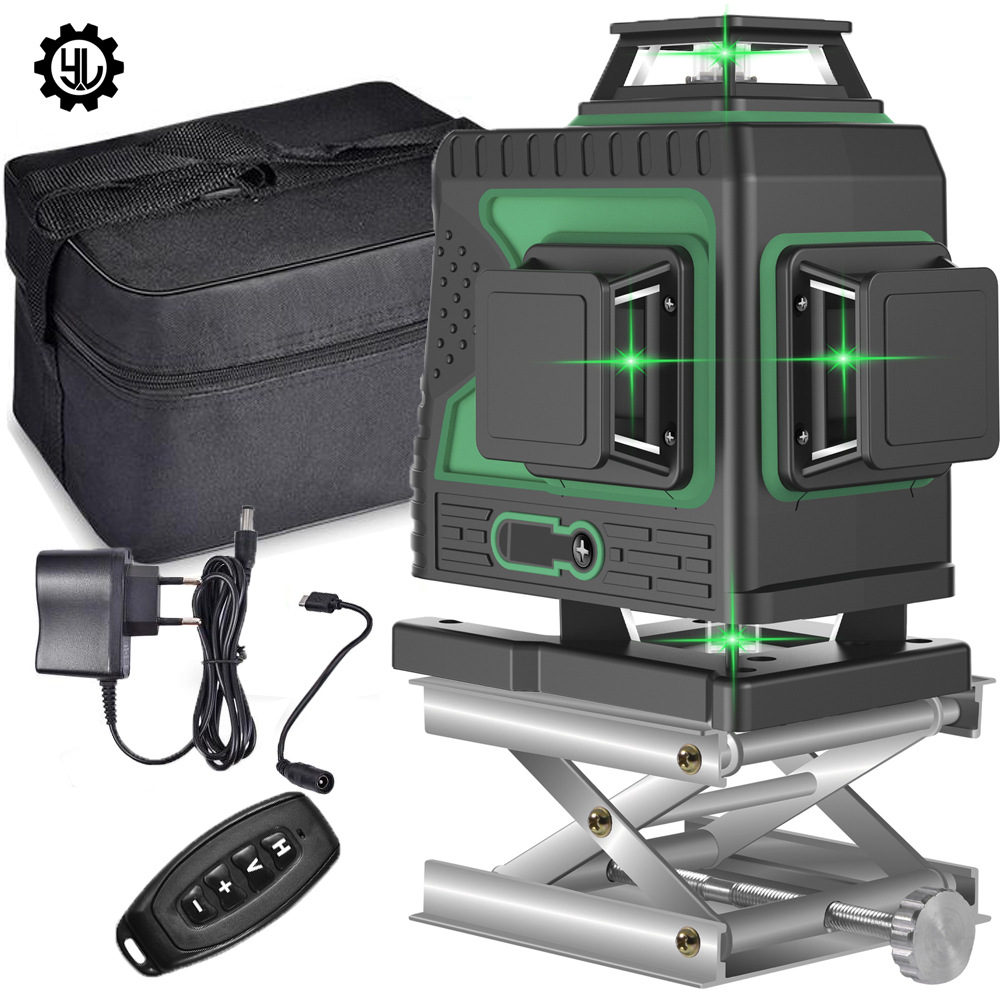 熠龙12线绿光水平仪贴墙贴地高精度强光细线红外线平水仪自动打线