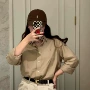 男女宽松长袖彩马衬衣