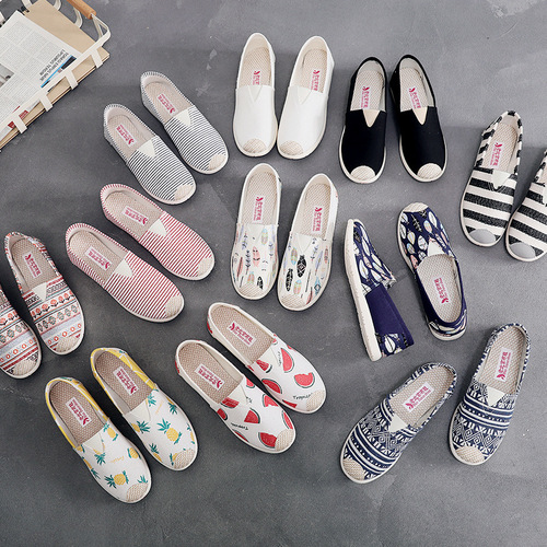 2024 women's casual canvas old Beijing cloth shoes single shoes middle-aged and elderly canvas shoes breathable and comfortable soft sole one-step