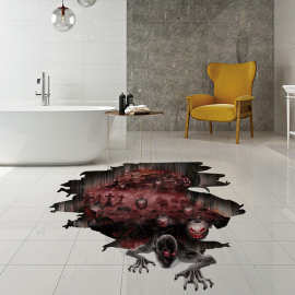 万圣节氛围贴纸批发亚马逊新款南瓜骷髅装饰地贴节日酒吧聚会墙贴