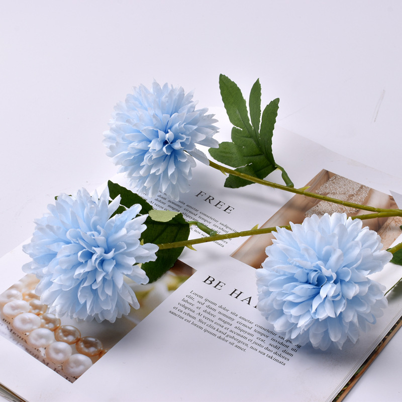 Flor artificial flor azul material boda salón decoración del hogar Rosa artificial Flor de plástico al por mayor