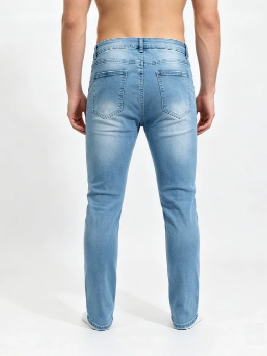 Jeans Ajustados para Hombre de Algodón, Poliéster y Spandex, Elásticos y con Rotos, para Uso Casual