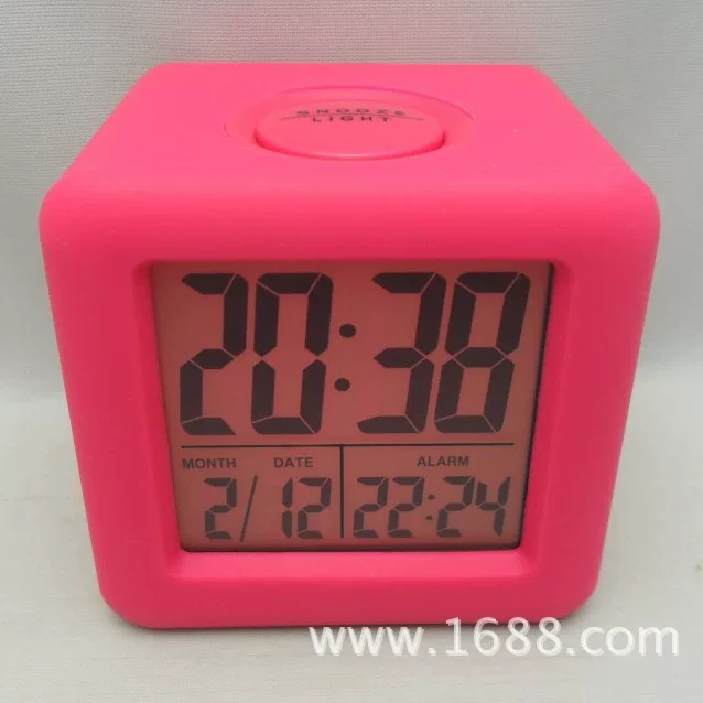 Silicone small alarm clock student non -slip shockproof smart clock, square clock clock clock, electronic gifts