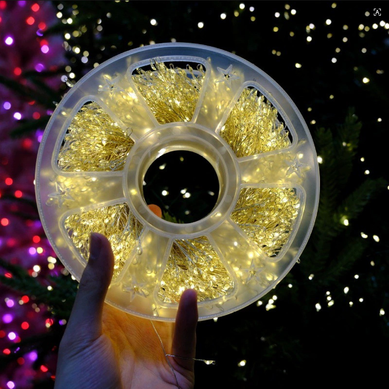Control remoto transfronterizo árbol de Navidad lámpara de alambre de cobre lámpara petardos estrella de caña colgando árbol interior y exterior lámpara de Navidad