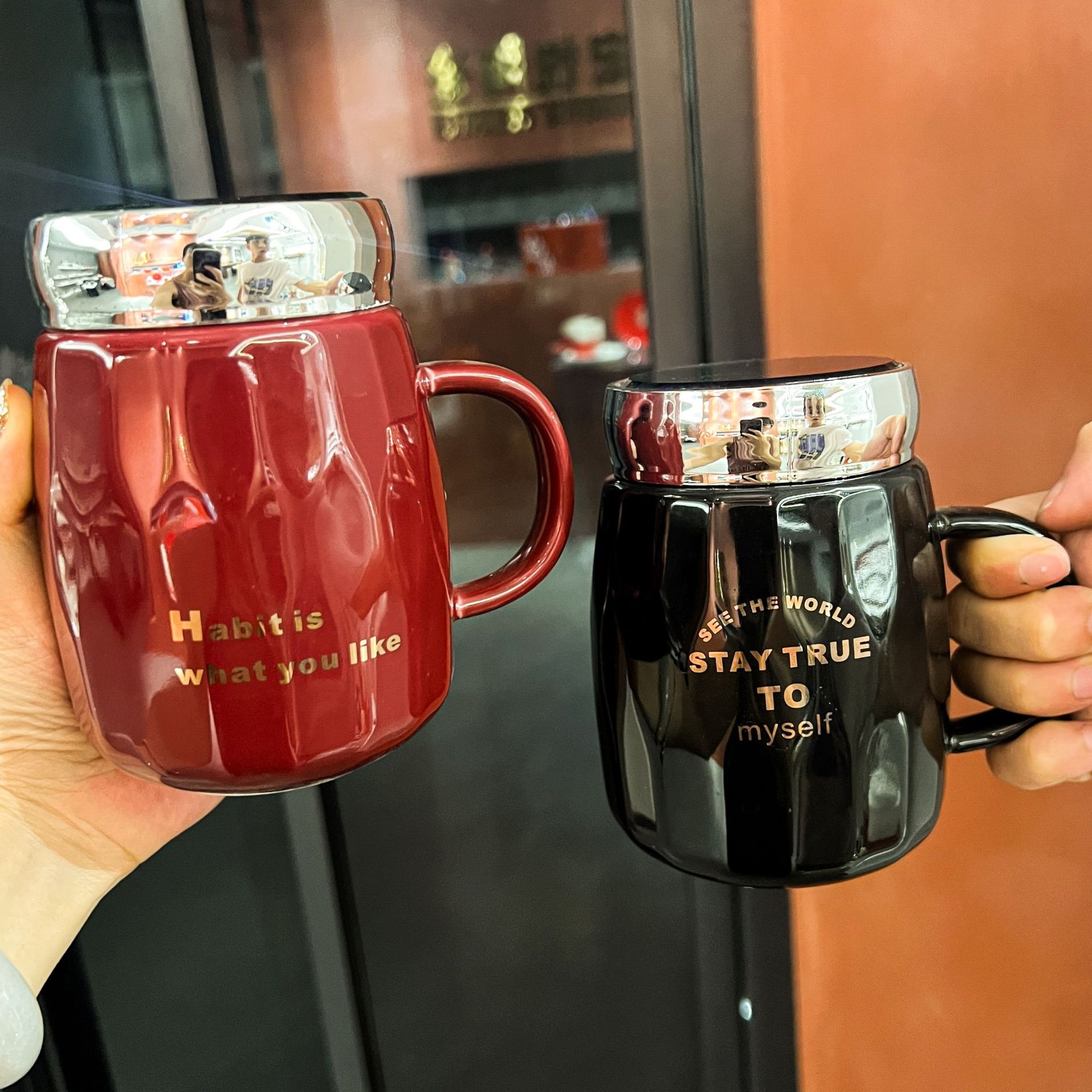 陶瓷韩国风情侣陶瓷马克杯学生宿舍高颜值大容量早餐杯家用牛奶杯