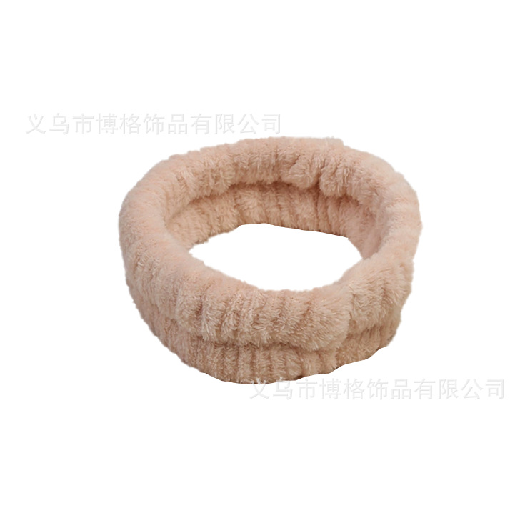 [Exclusivo transfronterizo] Diadema de franela europea y americana pulsera monocromo color sólido muñeca de felpa banda de pelo semiacabado