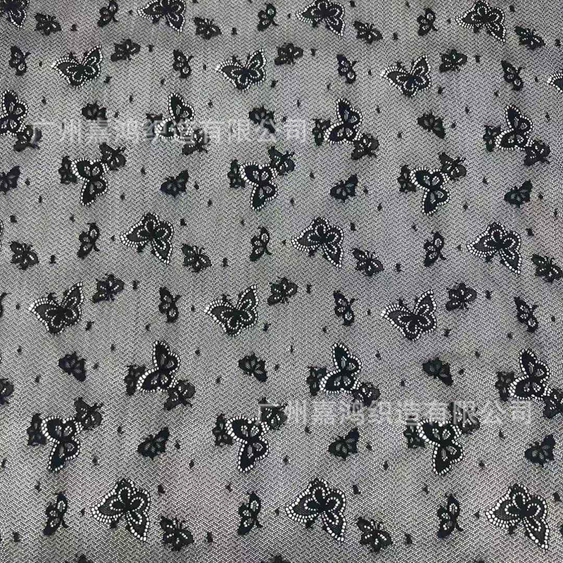 2026 tejido de encaje de manga larga plegado para usar camiseta de fondo tejido de encaje de albaricoque blanco y negro en stock