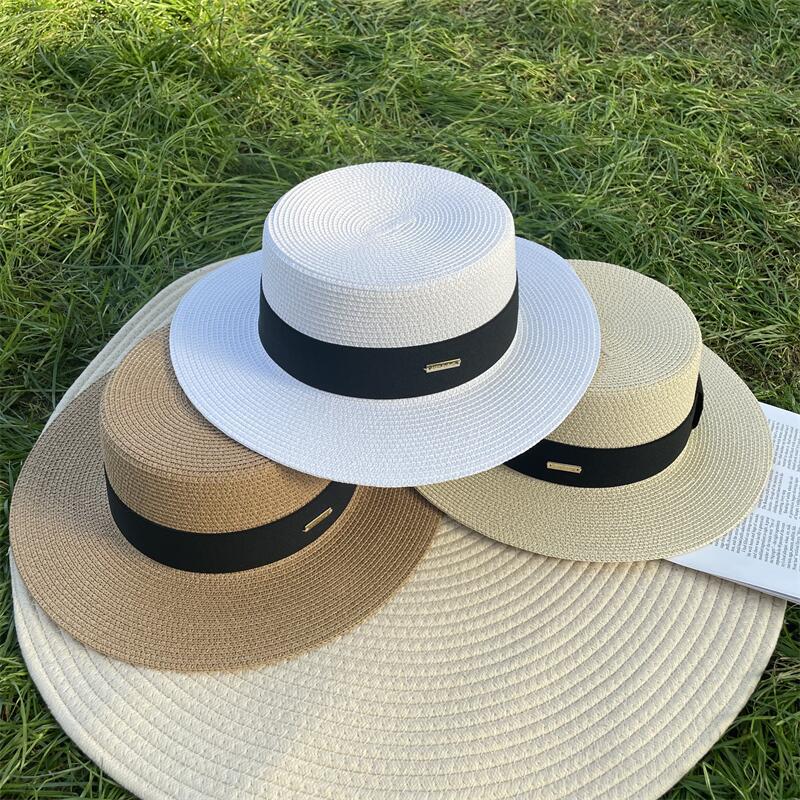 Women's Elegant Classic Style Solid Color Flat Eaves Straw Hat display picture 1