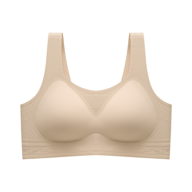 Chaleco sin marca tipo ropa interior de soporte suave para mujeres sin anillo de acero sujetador de colapsar anti-caída soporte superior fijo copa sujetador delgado