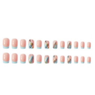 Venta caliente transfronteriza, fresco, ropa francesa, piezas de uñas, brillo dorado, hojas, uñas blancas, uñas postizas desmontables image 6