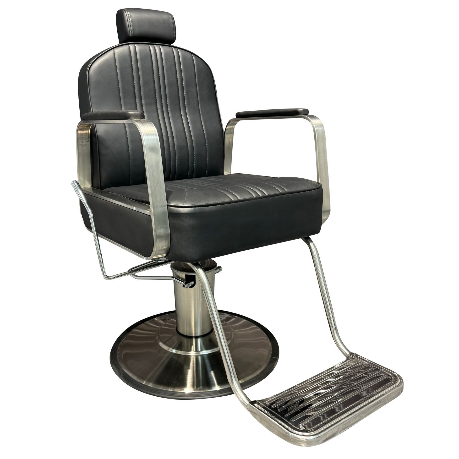 Fábrica de venta directa barbería red silla de peluquería roja puede elevarse y girar salón de acero inoxidable puede poner en