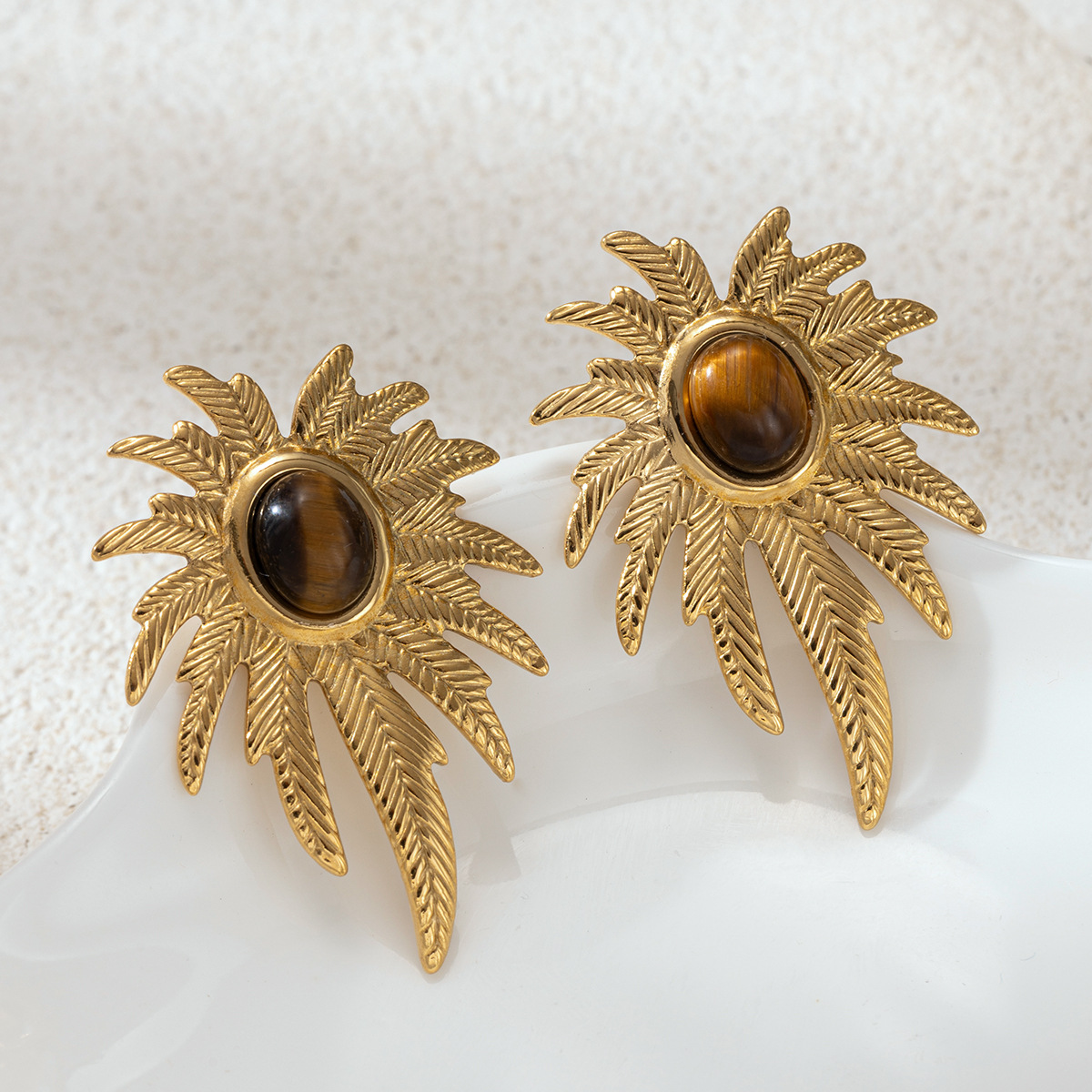 TENA europa y americana pendientes de acero inoxidable lujoso ligero de alto nivel de diseño de pulseras de piedra natural pendientes de joyería caliente transfronteriza para mujeres