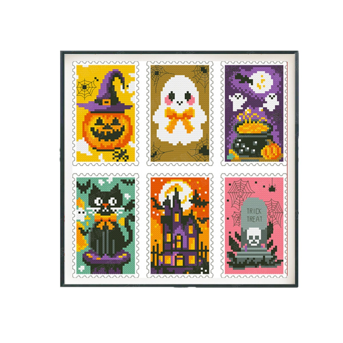 Cross-border 2025 nuevo sello de Halloween de Halloween encantador tarjeta de ventilación pequeñas piezas de bordado de cruz image 6