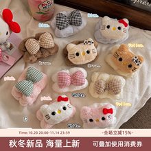 秋冬款可爱毛绒卡通猫咪手腕带女洗脸洗漱防溅水滴袖套高弹力甜美