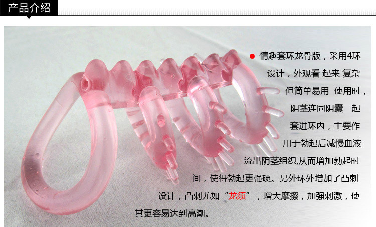 Crocodile Keel Vibrating Delay Ring Sleeve, TPE Male Masturbator, Pink — detail image 5