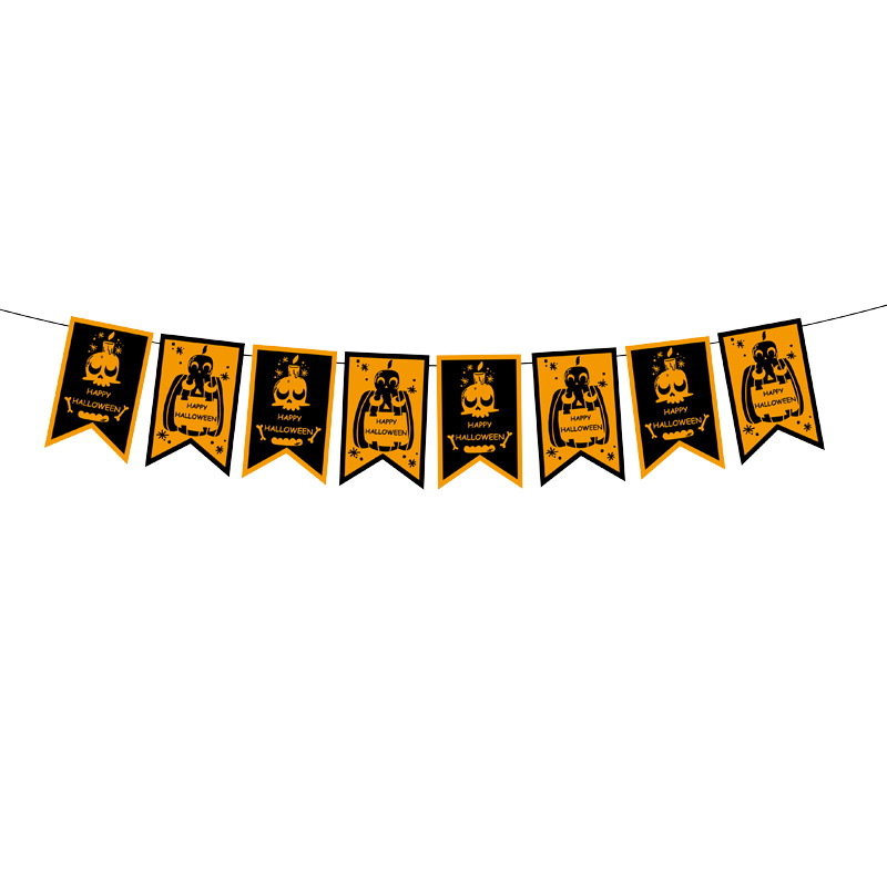 Nuevo Halloween transfronterizo, bandera, calabaza, bruja, fiesta KTV, decoración de papel, decoración del festival de fantasmas, accesorios