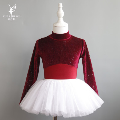女童舞蹈服兒童秋冬新款長袖考級中國舞演出服形體芭蕾高領練功服