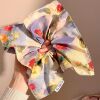 5# spring green oil painting color block square scarf hair tie, approximately 20cm