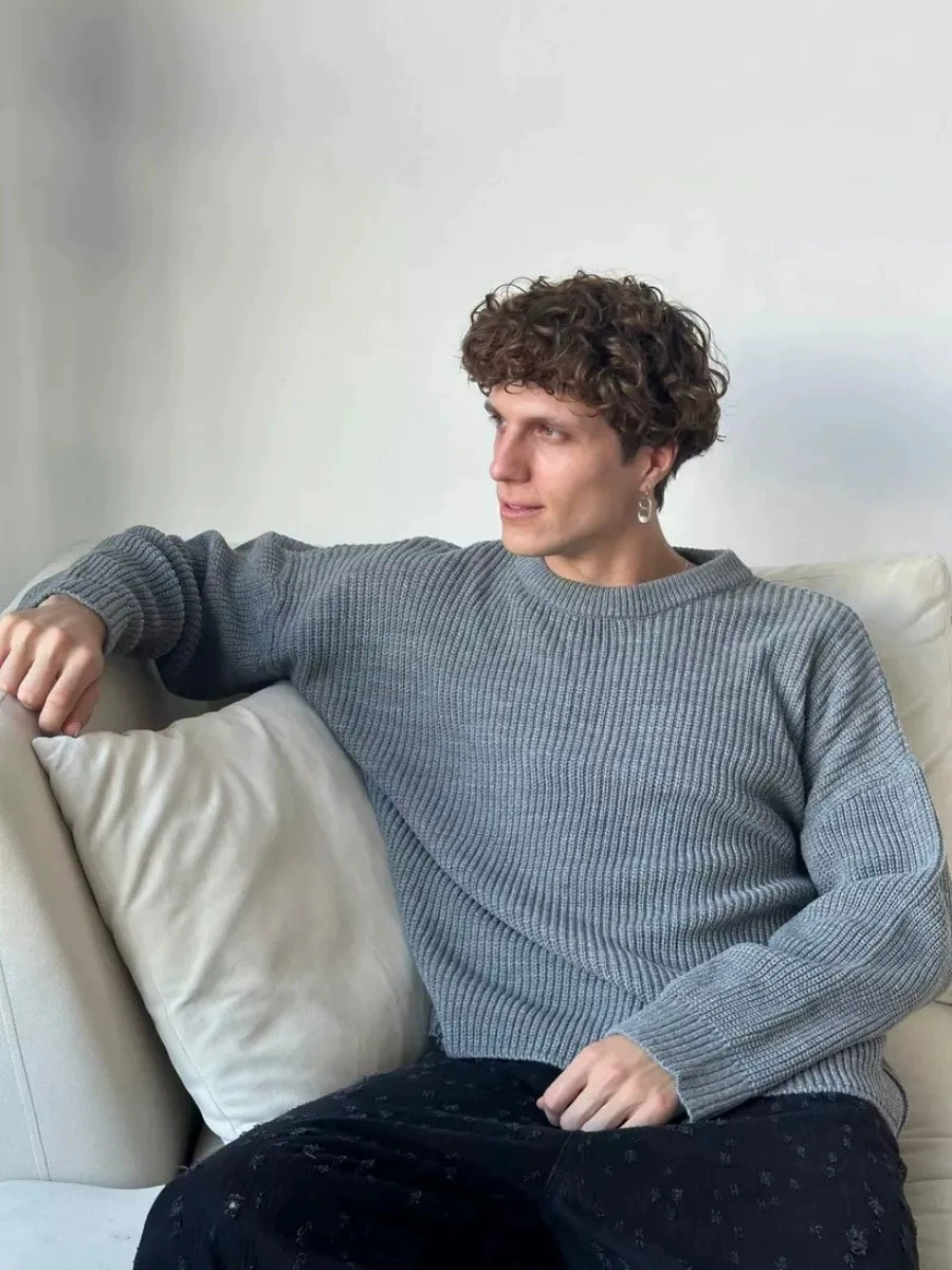 Свитер оверсайз вязаный crew neck loose knitted sweater для мужчин