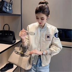 美式刺绣贴标欧货短款棒球服女春秋季2025新款小个子休闲女士夹克