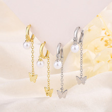 短款珍珠耳扣韩国网红小众优雅甜美流苏蝴蝶耳圈耳环女ins潮流