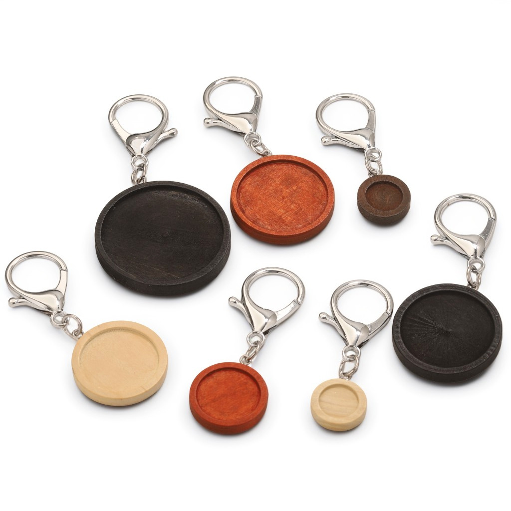 Tempos de joyas de madera redondas llavero de madera colgante accesorios DIY bandeja en blanco