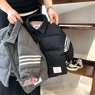 in stock children's down jacket 2024 winter new men's and women's children's clothing Korean lapel down jacket baby short coat