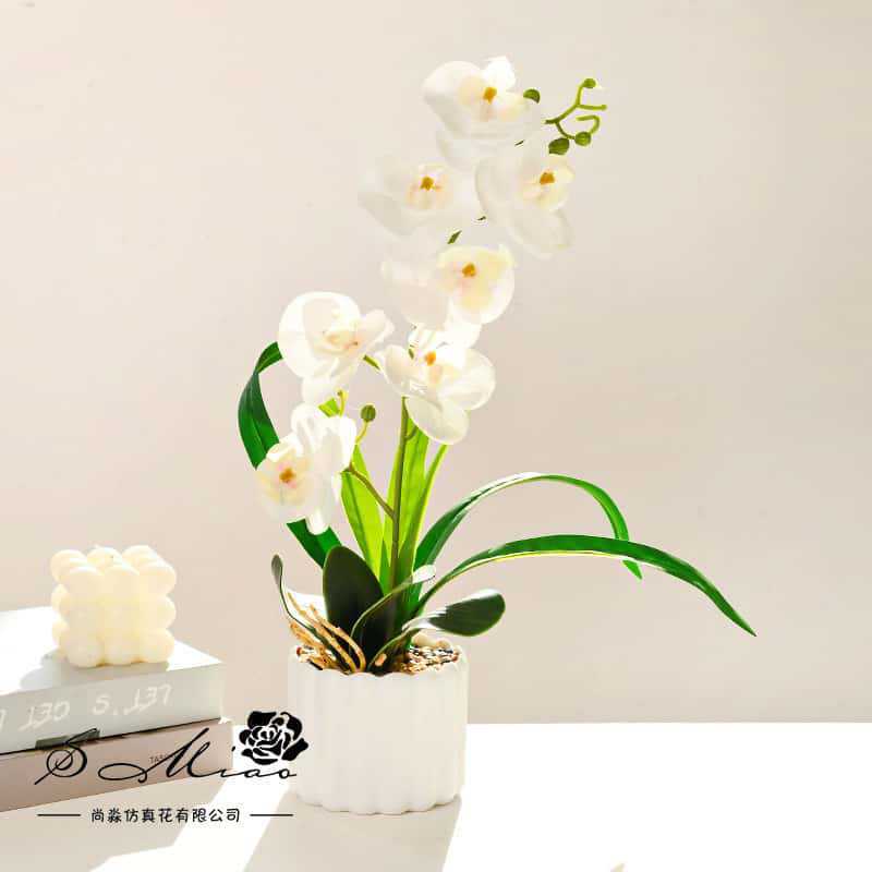 Flores falsas 7 película de flores sensación de orquídea mariposa bonsai flores de alta calidad sala de estar decoración floral decoración de imitación maceta image 5