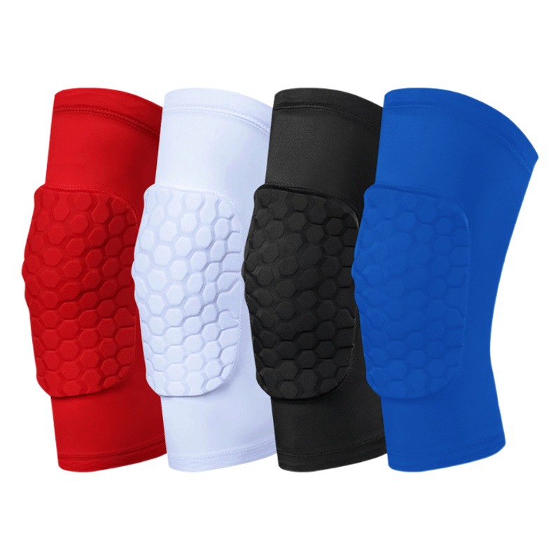 Protector de rodilla de baloncesto transfronterizo, fabricante de panales deportivos, protector de pierna de lycra de nailon transpirable, entrenamiento de rodilla para adultos