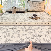 A类母婴裸睡冰丝床笠款凉席三件套夏季可机洗空调软席子防滑床罩