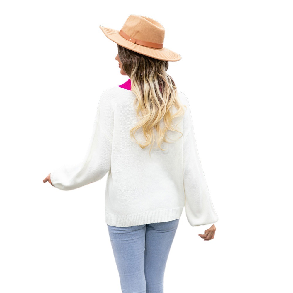 Suéter de Punto con Cuello Redondo y Estampado de Corazón Grande para el Día de San Valentín, Novedades de Primavera 2025, Comercio Exterior de Amazon, para Mujer