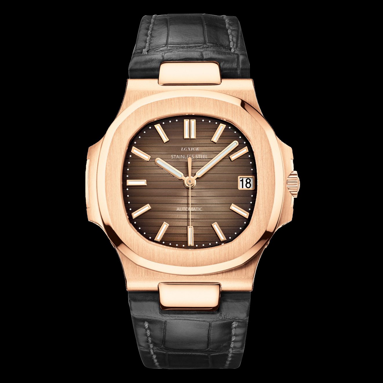Men's Automatic Watch Genuine Leather Strap Mechanical Nautilus_voghion.com