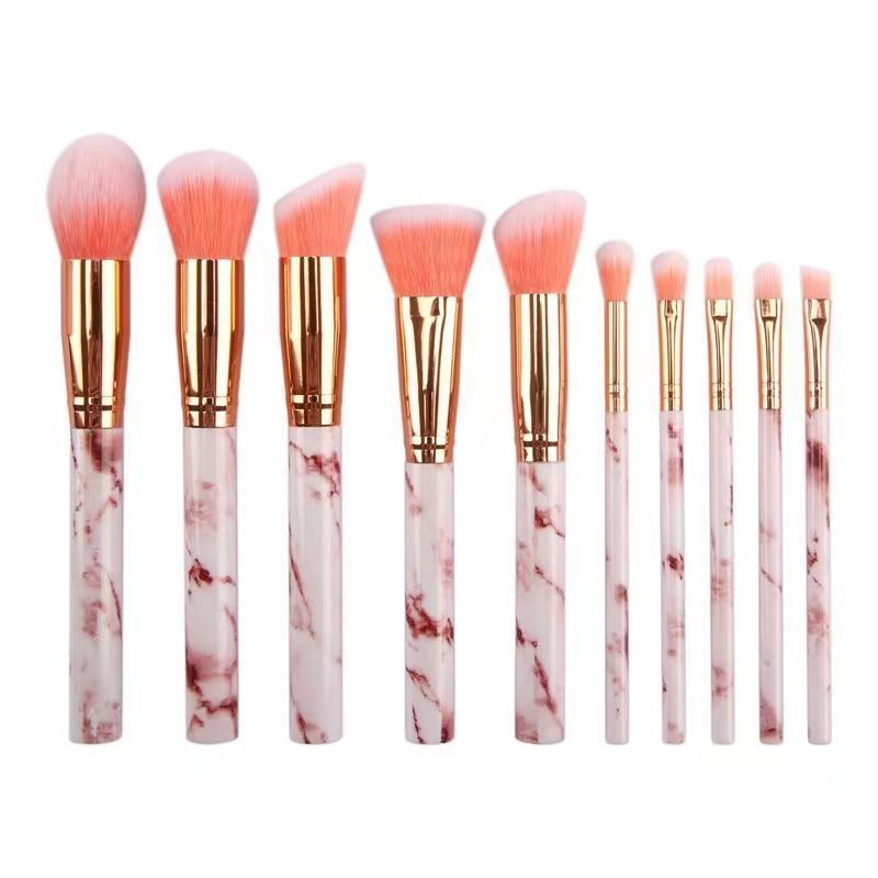 Fábrica de mármol spot diez cepillo de maquillaje un conjunto completo de herramientas de maquillaje cepillo de base cepillo de blush cepillo de sombra de ojos portátil
