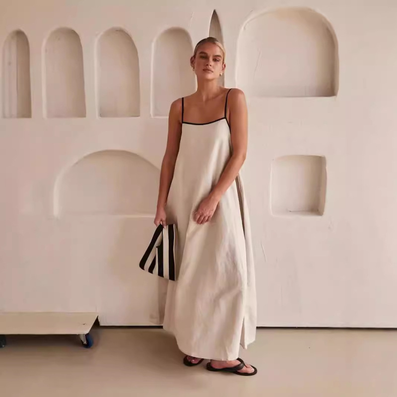2024 Summer Independent Station Cross-border New Women's Fashion Contrast Color Loose Sling Fashion Simple Large Swing dress 2024 Summer Independent Station Cross-border New Women's Fashion Contrast Color Loose Sling Fashion Simple Large Swing dress