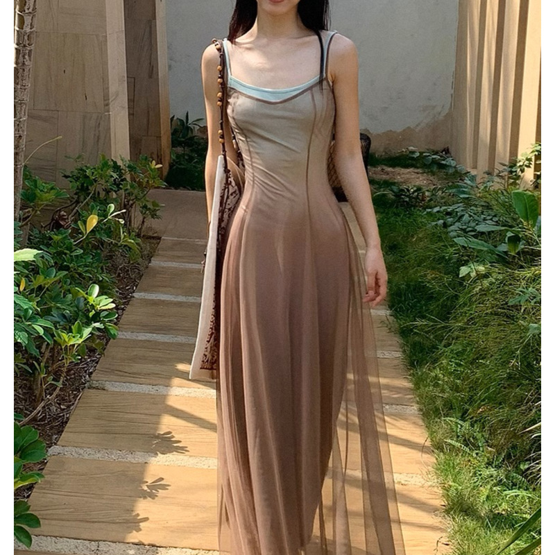 OAKMO/ "I am my spring" ice spring slim gradient gauze holiday dress skirt