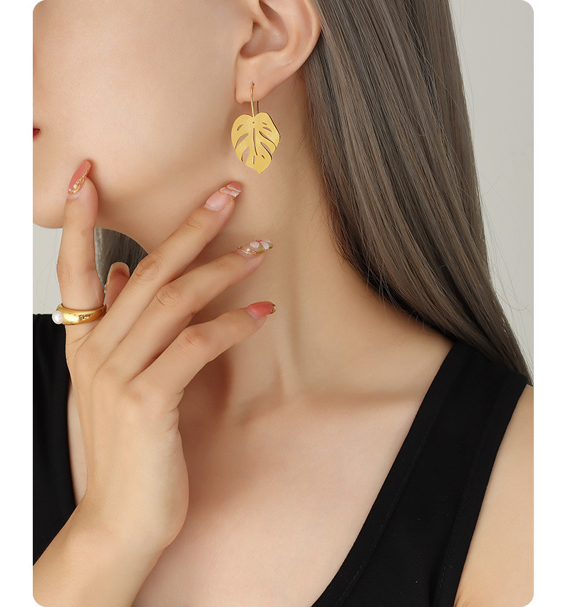 Tropical Leaf Copper Earrings Plating Copper Earrings