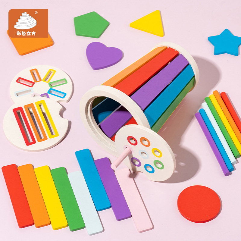 Weiweihu Color Categorización Juego Cubo Niños de 0-3 años Montessori Educación temprana ayudas didácticas educativas Juguetes educativos de madera