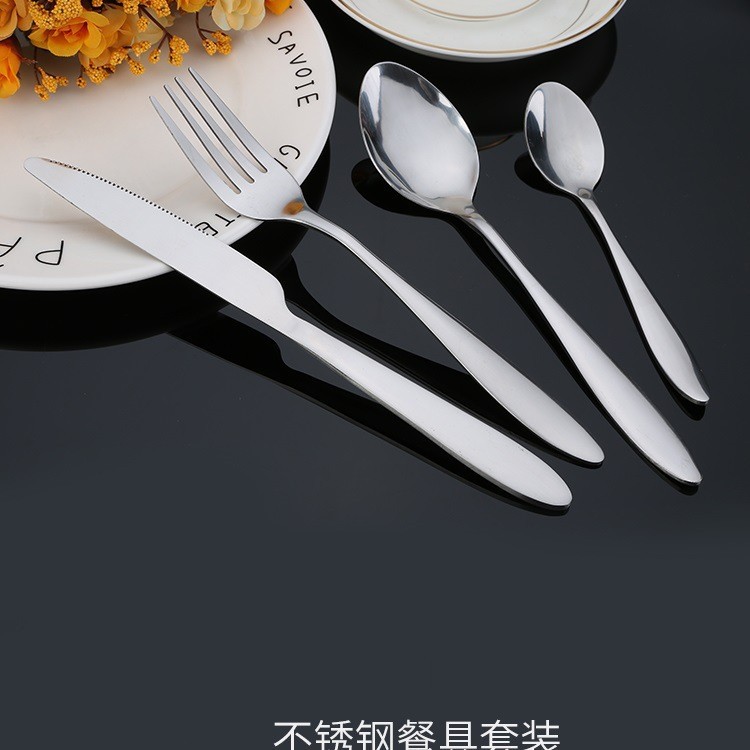 Hotel restaurant stainless steel light handle knife, fork and spoon three centimeters light handle steak knife and fork coffee spoon Western tableware suit