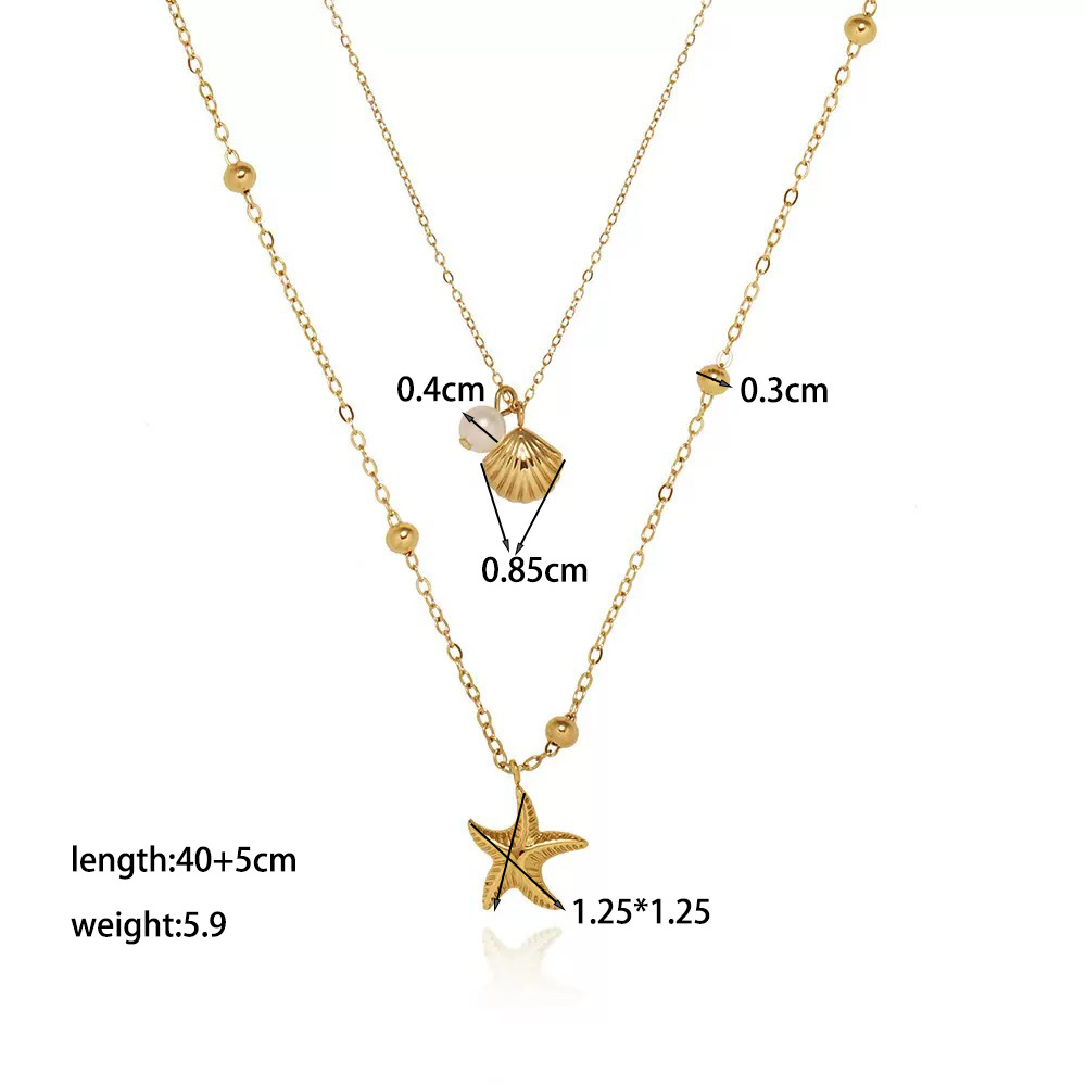 【XKN1057】더블 레이어 불가사리 목걸이 골드