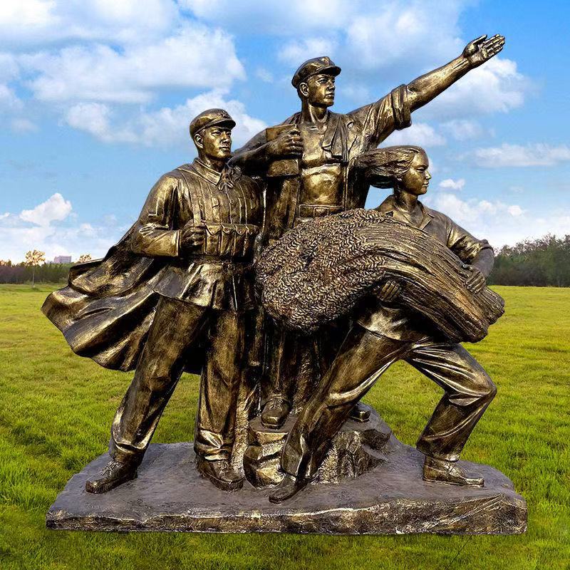 Escultura de figuras en relieve de FRP de cobre fundido Octavo Ejército de Ruta Guerra Resistente contra la Resistencia del Ejército Rojo Gran Marcha Plaza Conmemorativa Plaza Escultura de Plaza