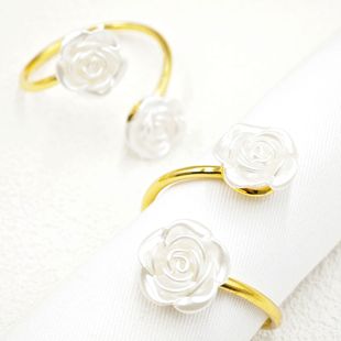 Cross-Border Best-Selling Cross-Opening Exquisite Rose Napkin Ring Napkin Ring Cloth Napkin Buckle Factory Direct Sale