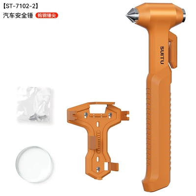 Car safety hammer, long-handled Qəza çəkici - orange-box-with-test-glass-base