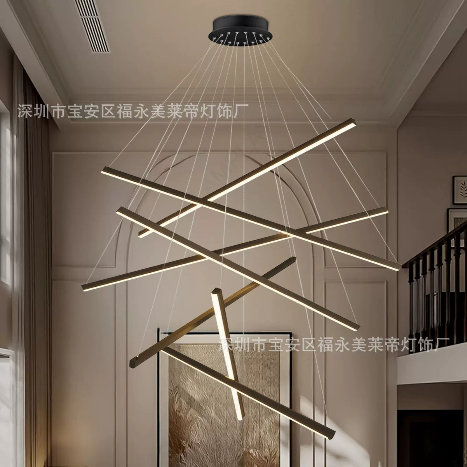 110V220V跨境复式楼大吊灯别墅客厅灯北欧现代简约轻奢高挑空灯具