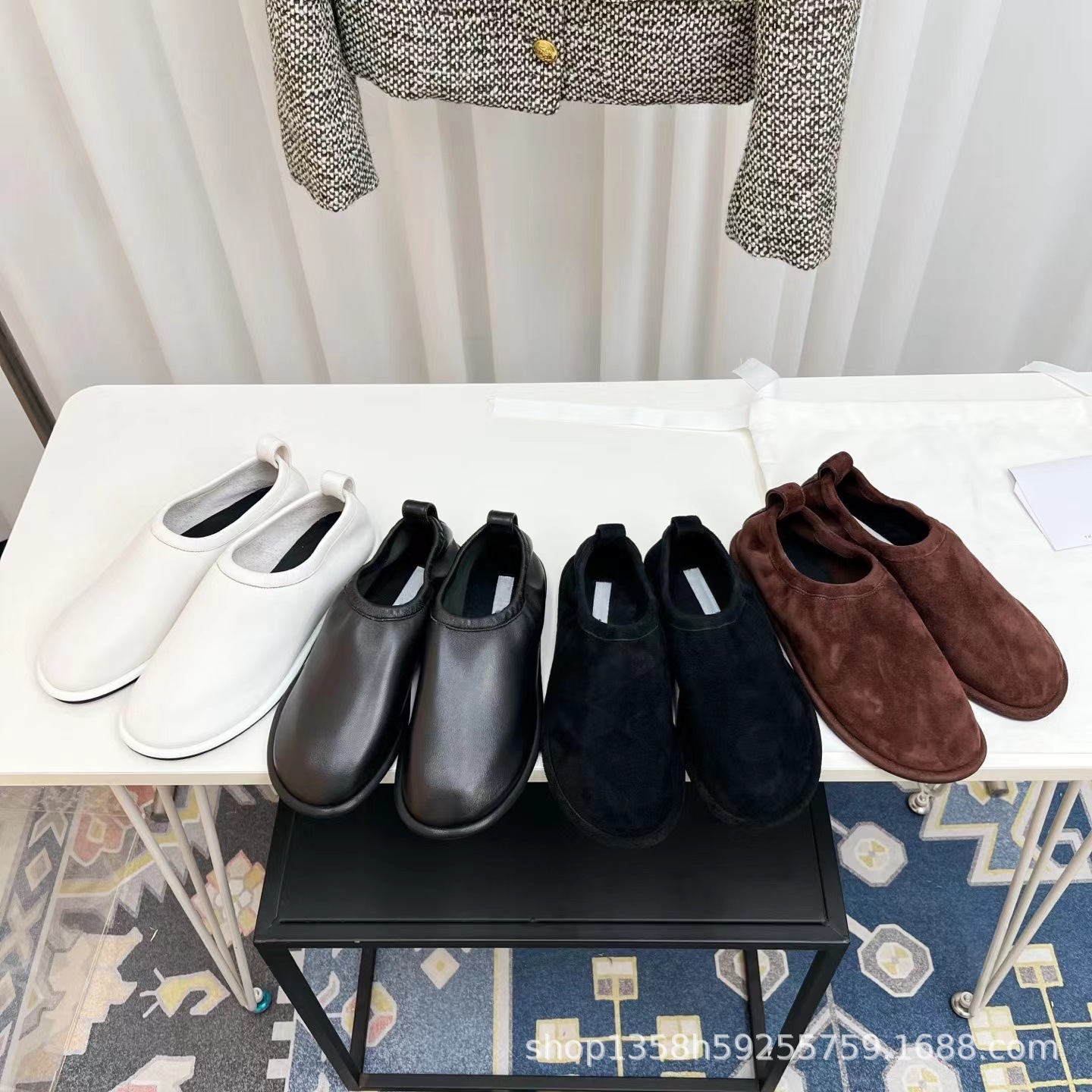 하이 에디션 2025 틈새 새로운 정품 가죽 라운드 토 레트로 엘라 스토머 슬립 온 게으른 플랫 신발 로퍼 여성