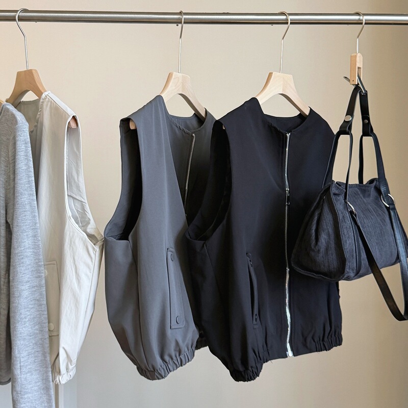 Korean-style loose-fitting round-neck work vest for women, new autumn model, versatile for layering, casual outerwear, trendy vest top