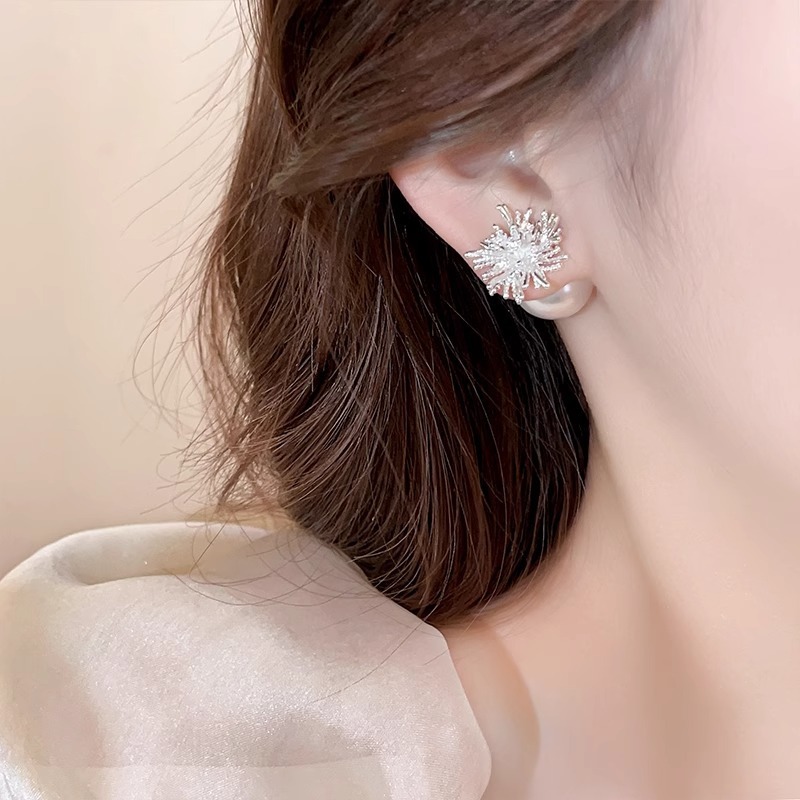 2つ着用できる花火パールイヤリング、軽い高級感と高級感、タンポポイヤリング、美しくユニークで多用途なイヤリング|undefined