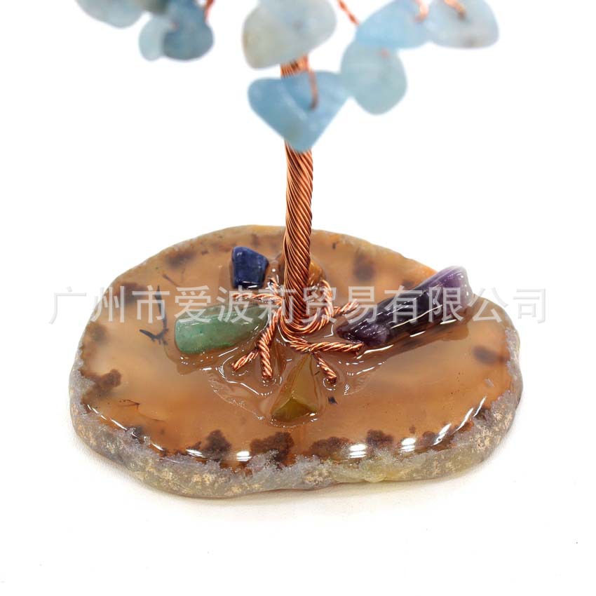 Cristal grava ágata pieza base fortuna árbol decoración hogar creativo artesanía decoración de escritorio