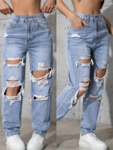G 23872 Distressed High Waist Jeans �ƶ�����ţ�п�